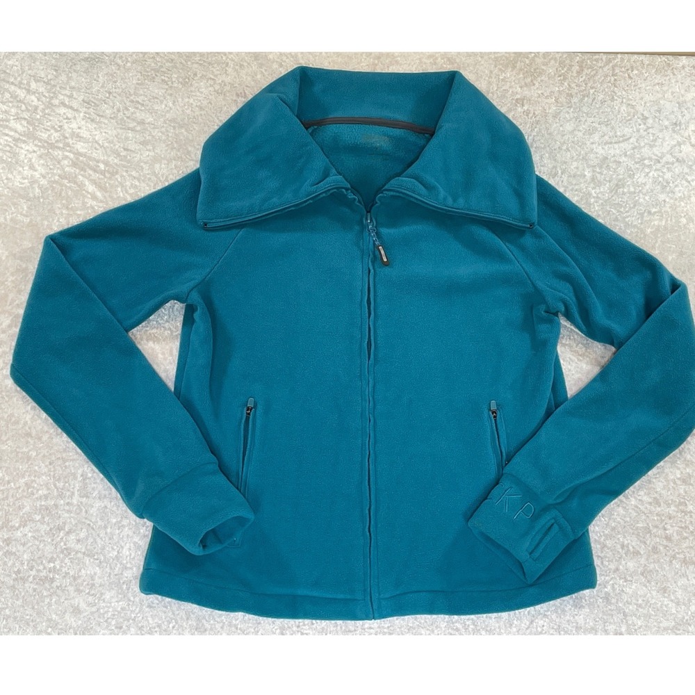 Calvin Klein Performance Jacket Women XS Teal Good Full Zip Fleece Shawl Collar